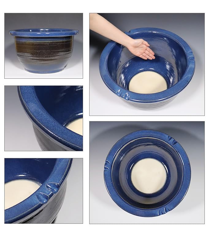 信楽焼　高級鉢　国産睡蓮鉢　15号　直径46.5メダカ鉢　容器　産卵、針子用にも Amazon.co.jp: 信楽焼 15号ナマコ色 すいれん鉢 メダカ鉢 睡蓮鉢